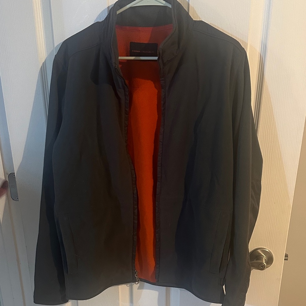 Banana Republic Men's Black Jacket with Orange Interior